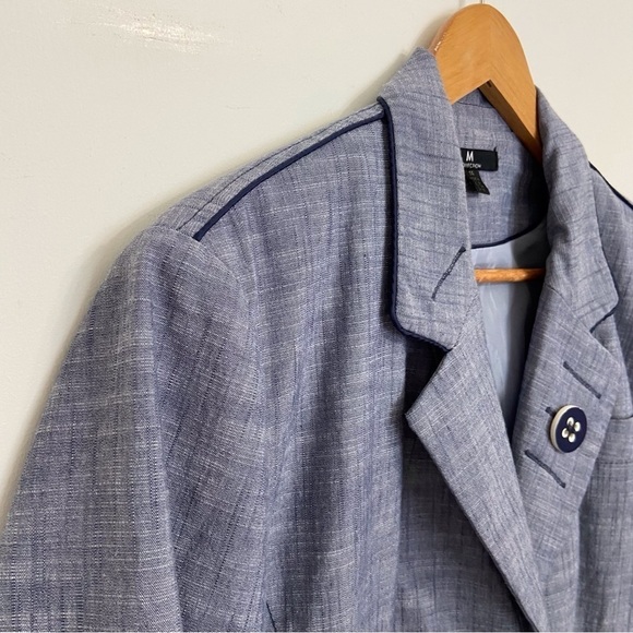 M Collection blazer cotton blend blue vest size 14 denim mix plus size jacket - Picture 5 of 16